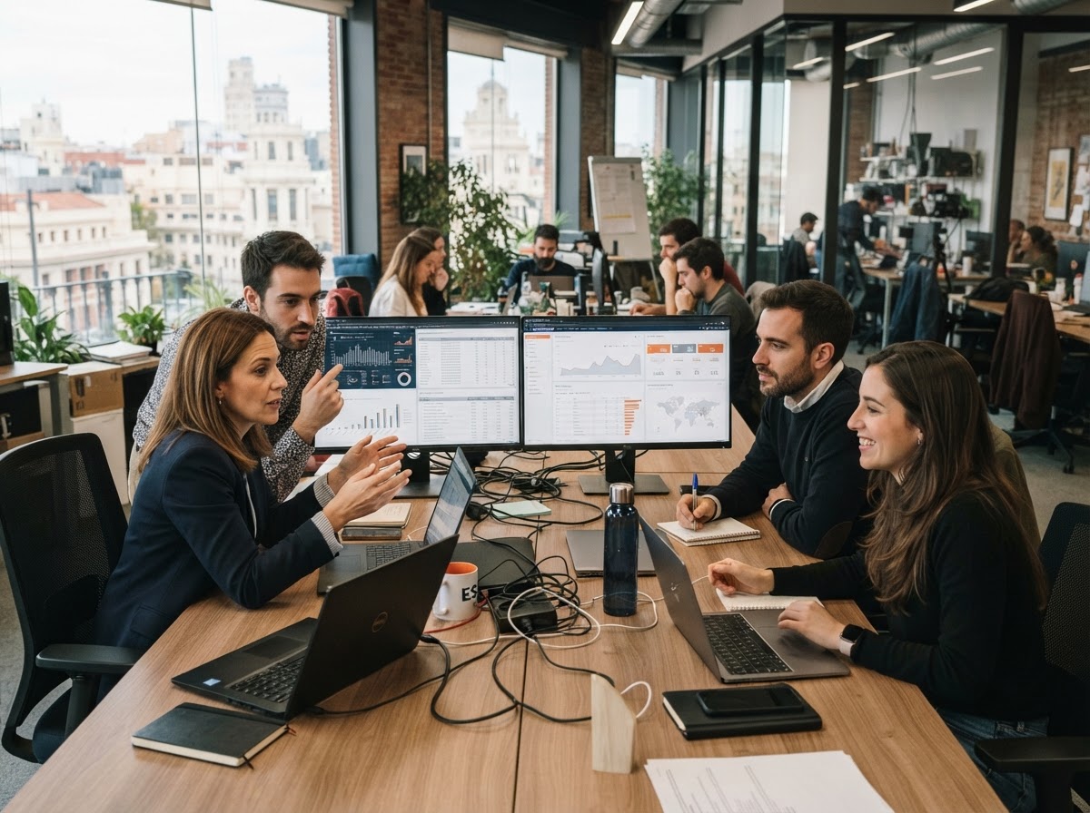 Equipo de La Vanguardia Informa trabajando en modelos de análisis de datos financieros
